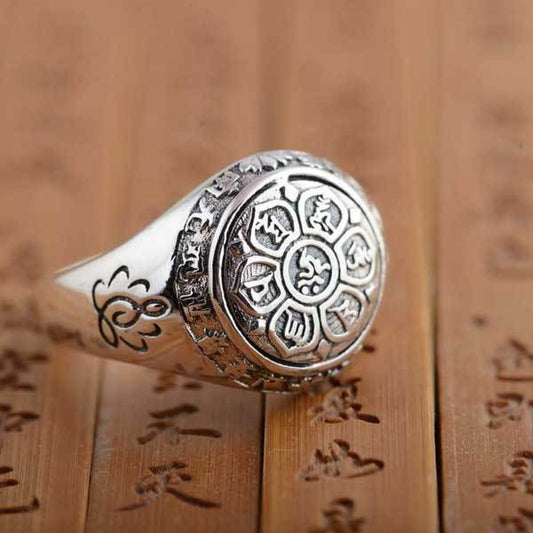 Bague Mantra Lotus – Om Mani Padme Hum – Argent, Or