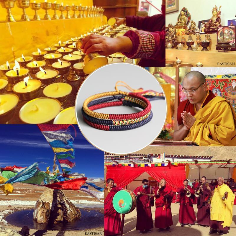 Bracelets tibétains faits main avec nœuds : Libération de la souffrance