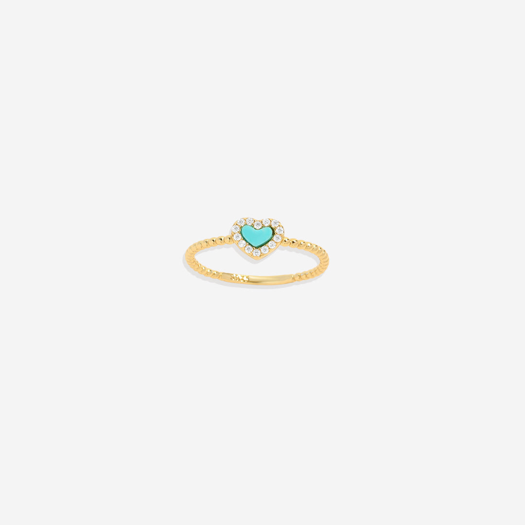 Bague en forme de cœur avec petite pierre précieuse