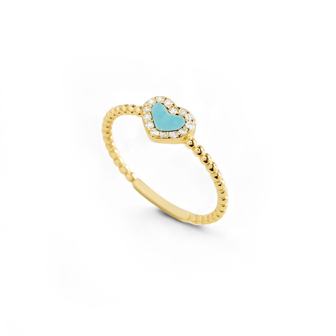 Bague en forme de cœur avec petite pierre précieuse