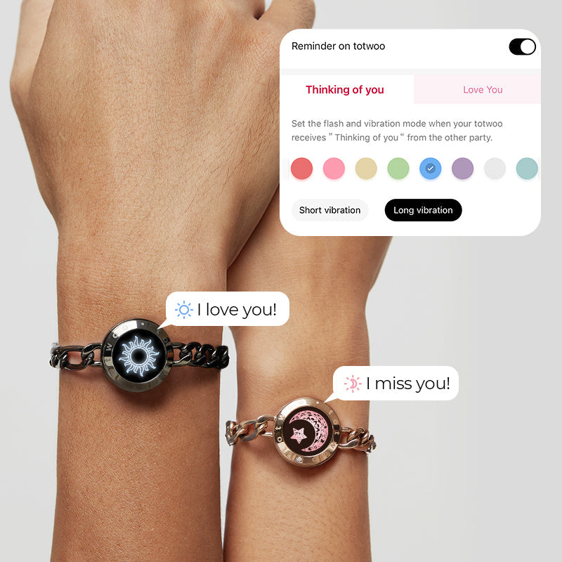 Bracelets Sun&Moon Touch avec chaîne Figaro (noir et or rose)