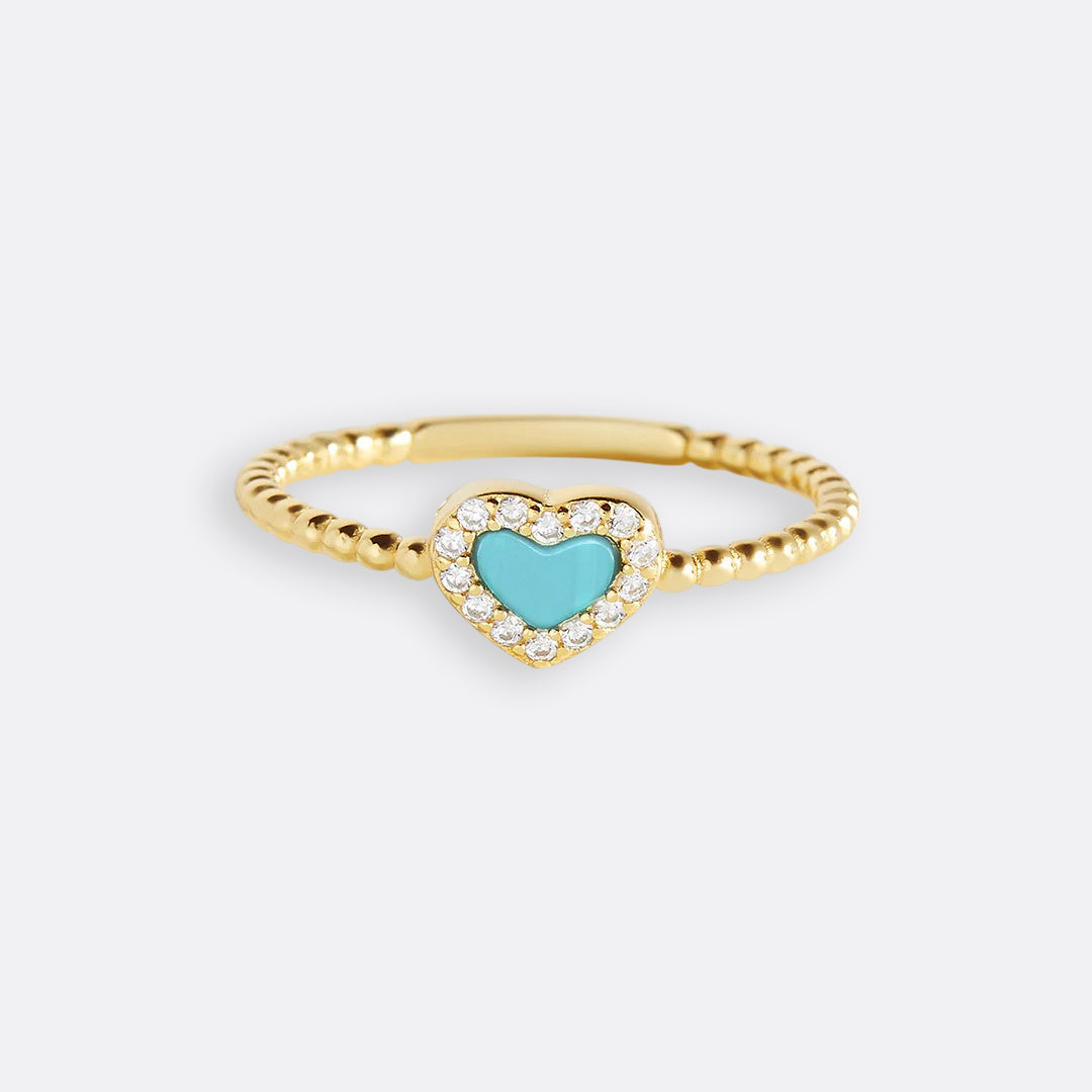 Bague en forme de cœur avec petite pierre précieuse