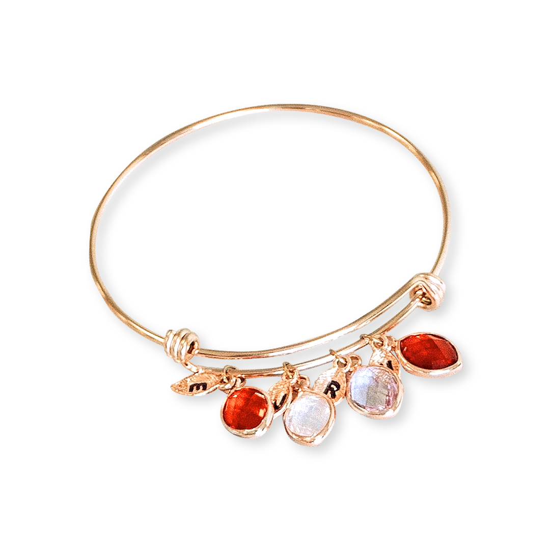 Bracelet à breloques familial avec pierre de naissance
