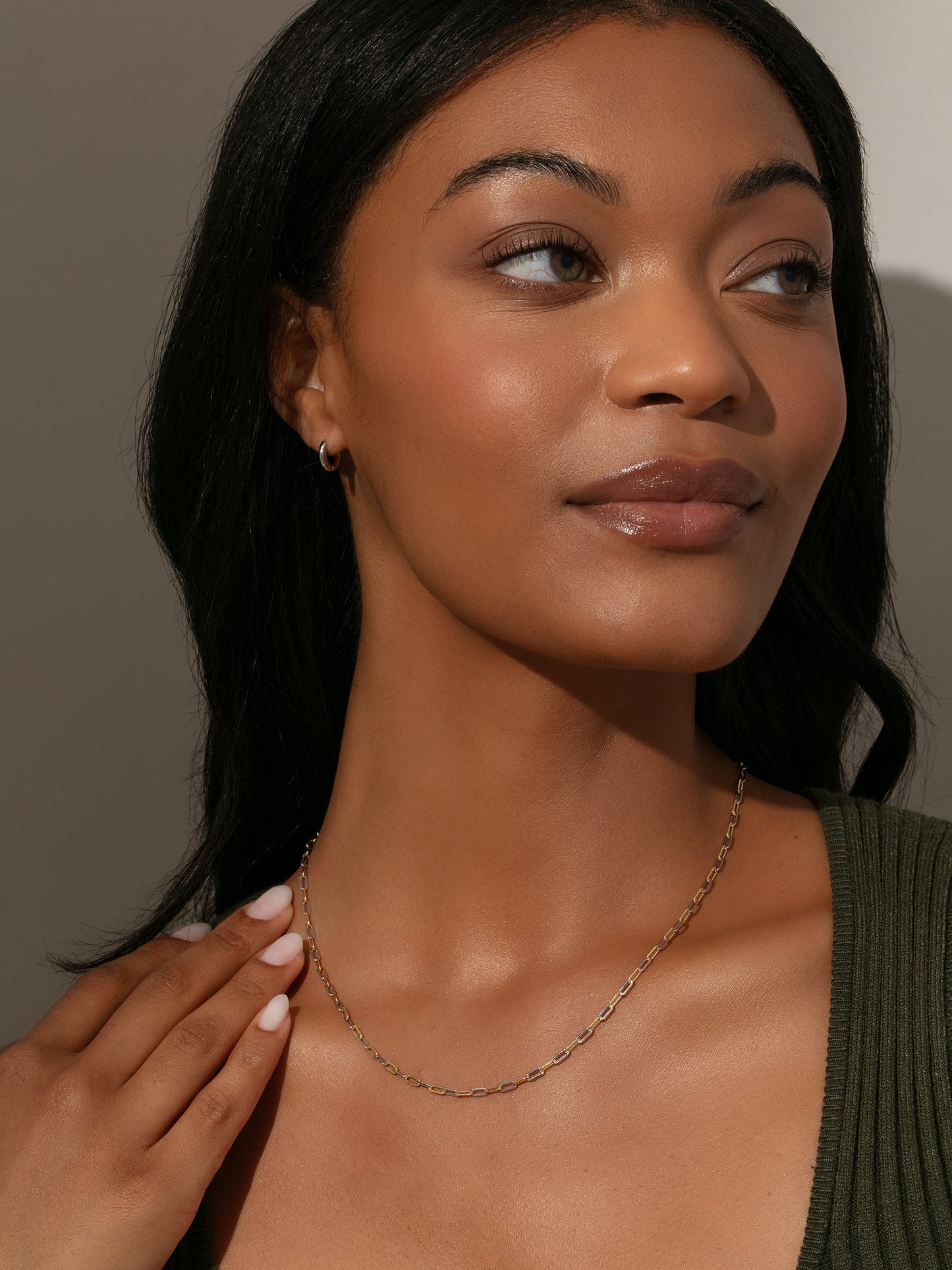 Collier chaîne trombone délicat et mixte