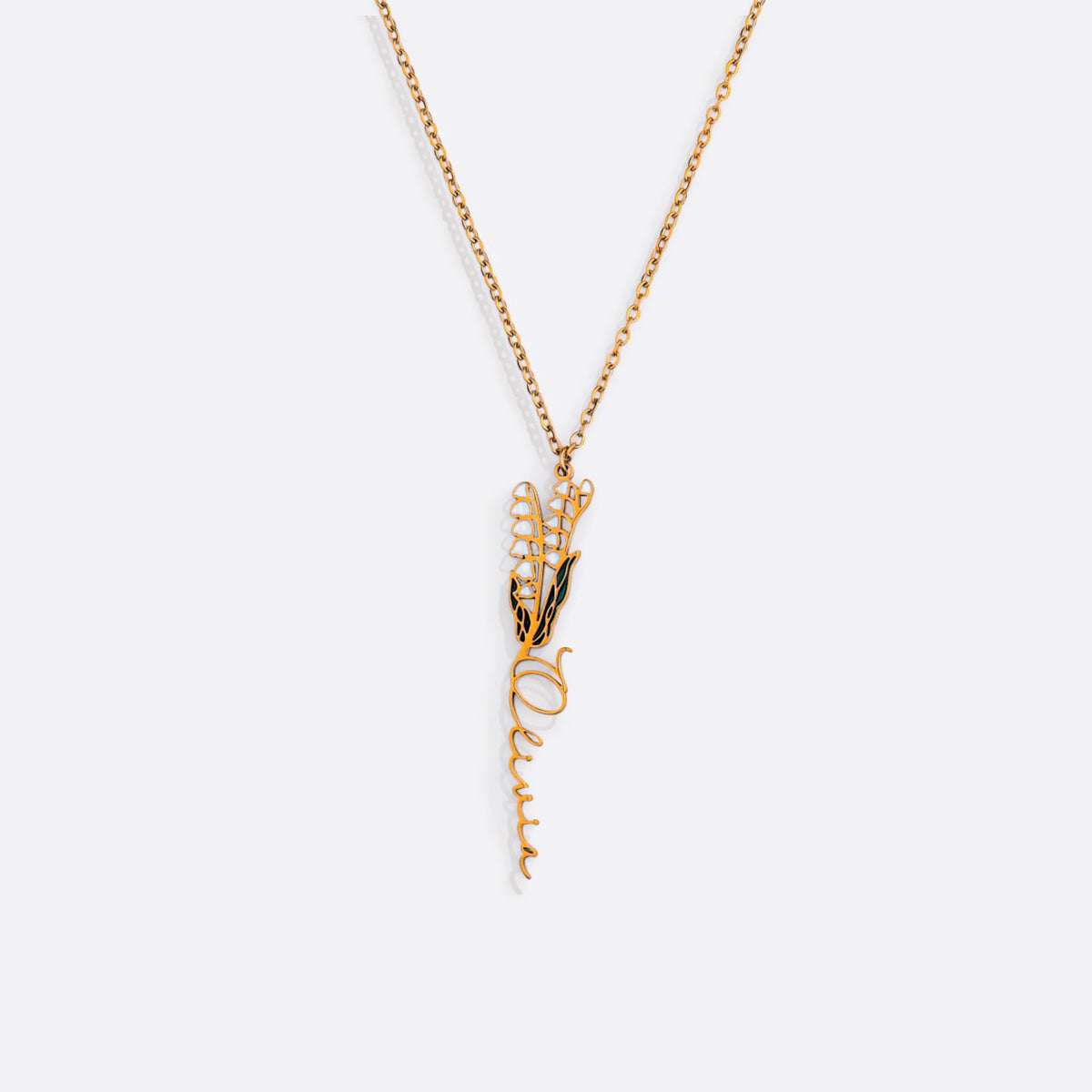 Collier avec nom de fleur de naissance aquarelle