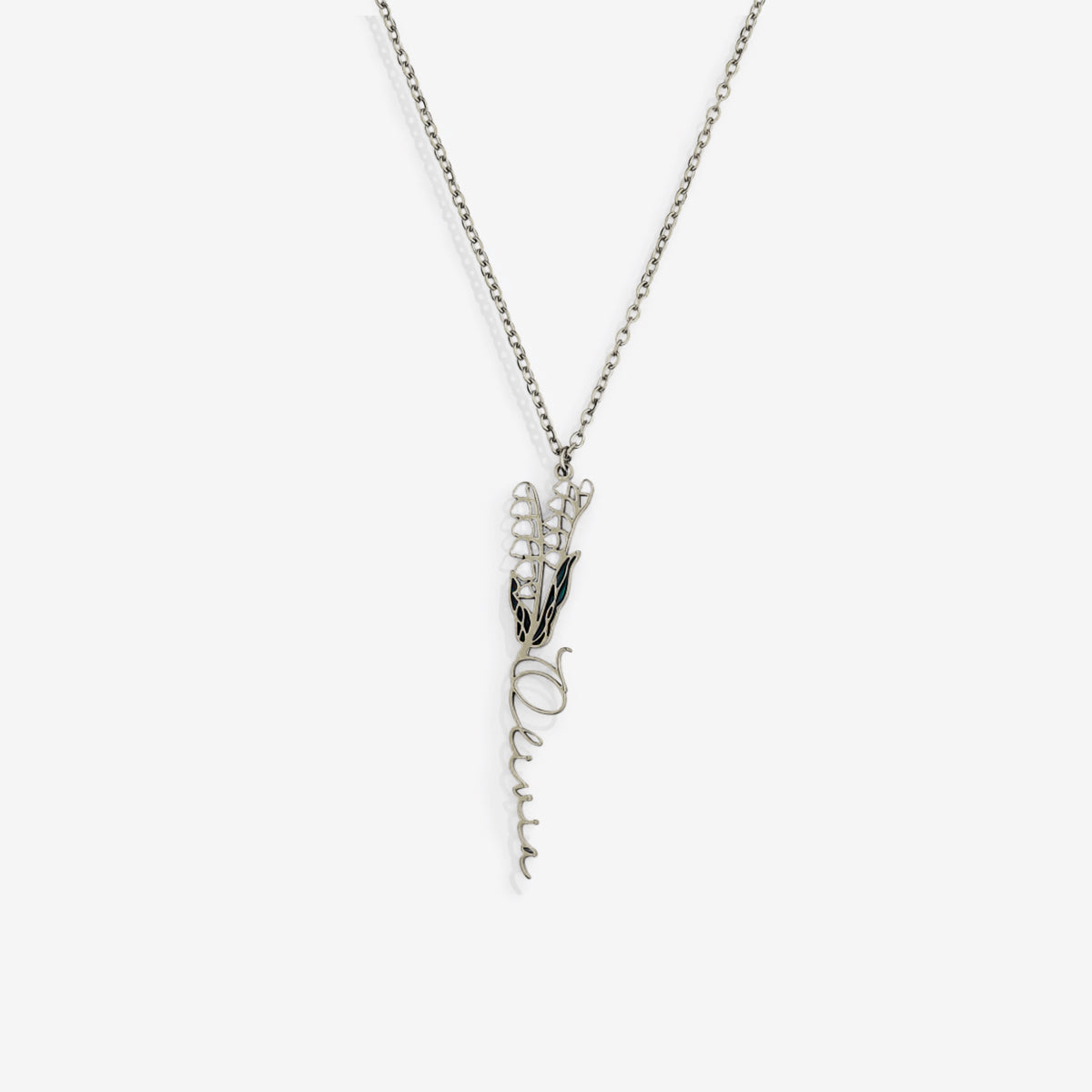Collier avec nom de fleur de naissance aquarelle