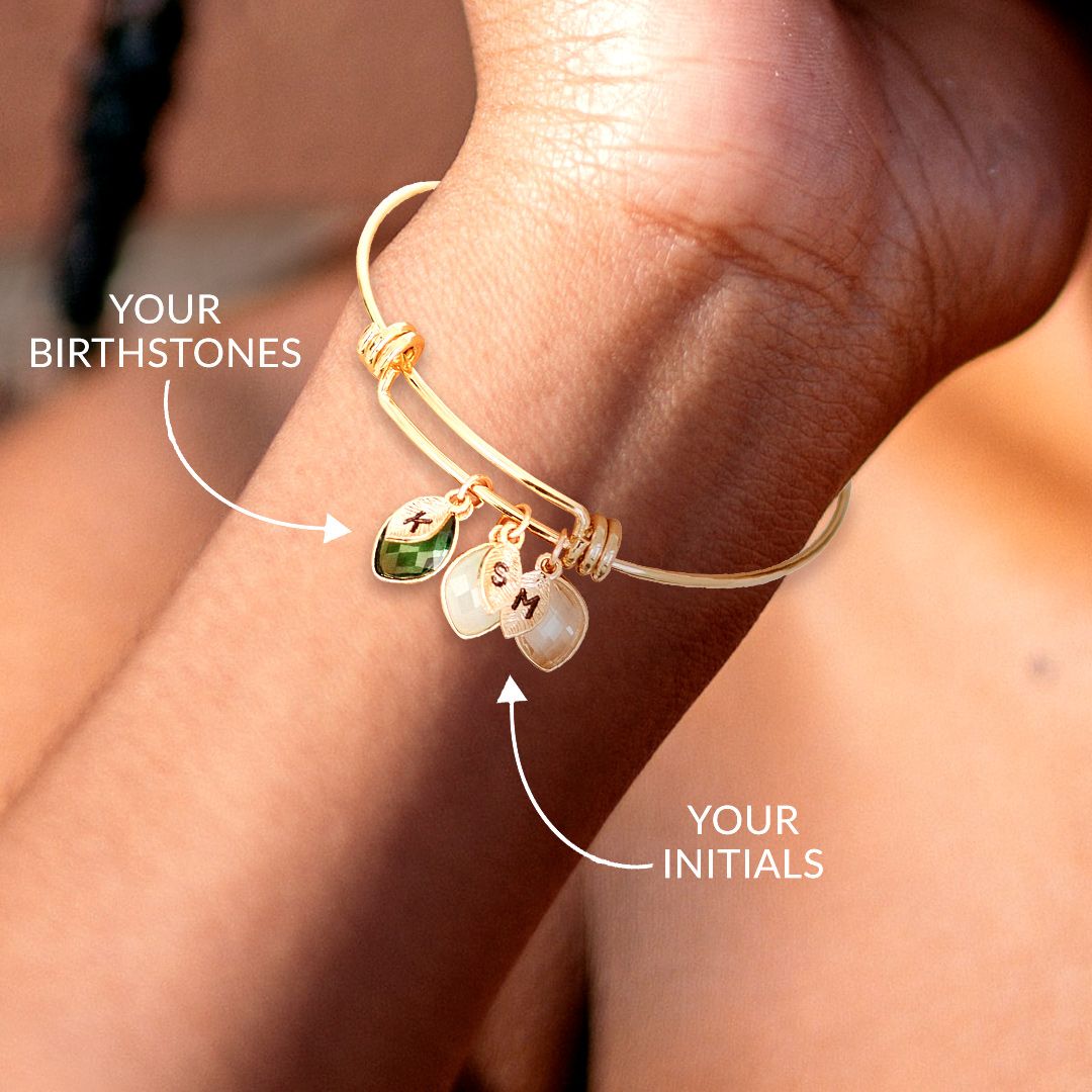 Bracelet à breloques familial avec pierre de naissance