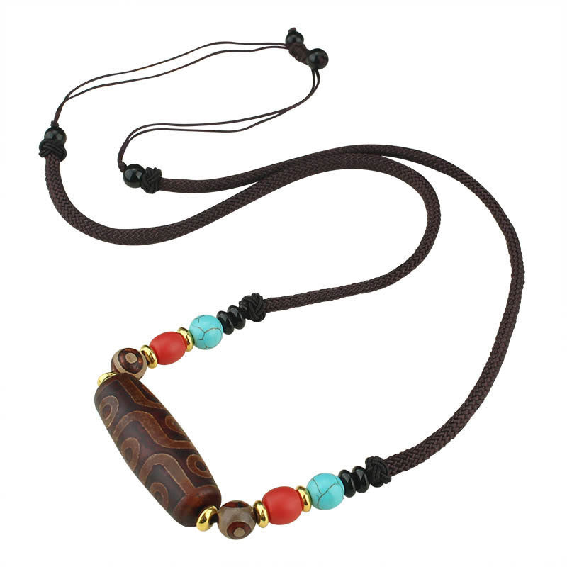 Pierres de Bouddha Perle Dzi tibétaine à neuf yeux Perle Dzi à trois yeux Colliers de protection Pendentif