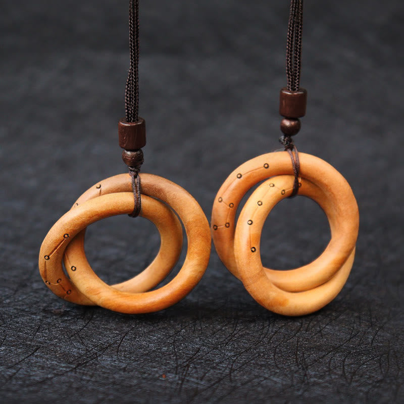 Collier pendentif en pierres de Bouddha en bois de jujube, anneau taoïste Yin Yang, cercle Qiankun, porte-bonheur, éloigne les mauvais esprits