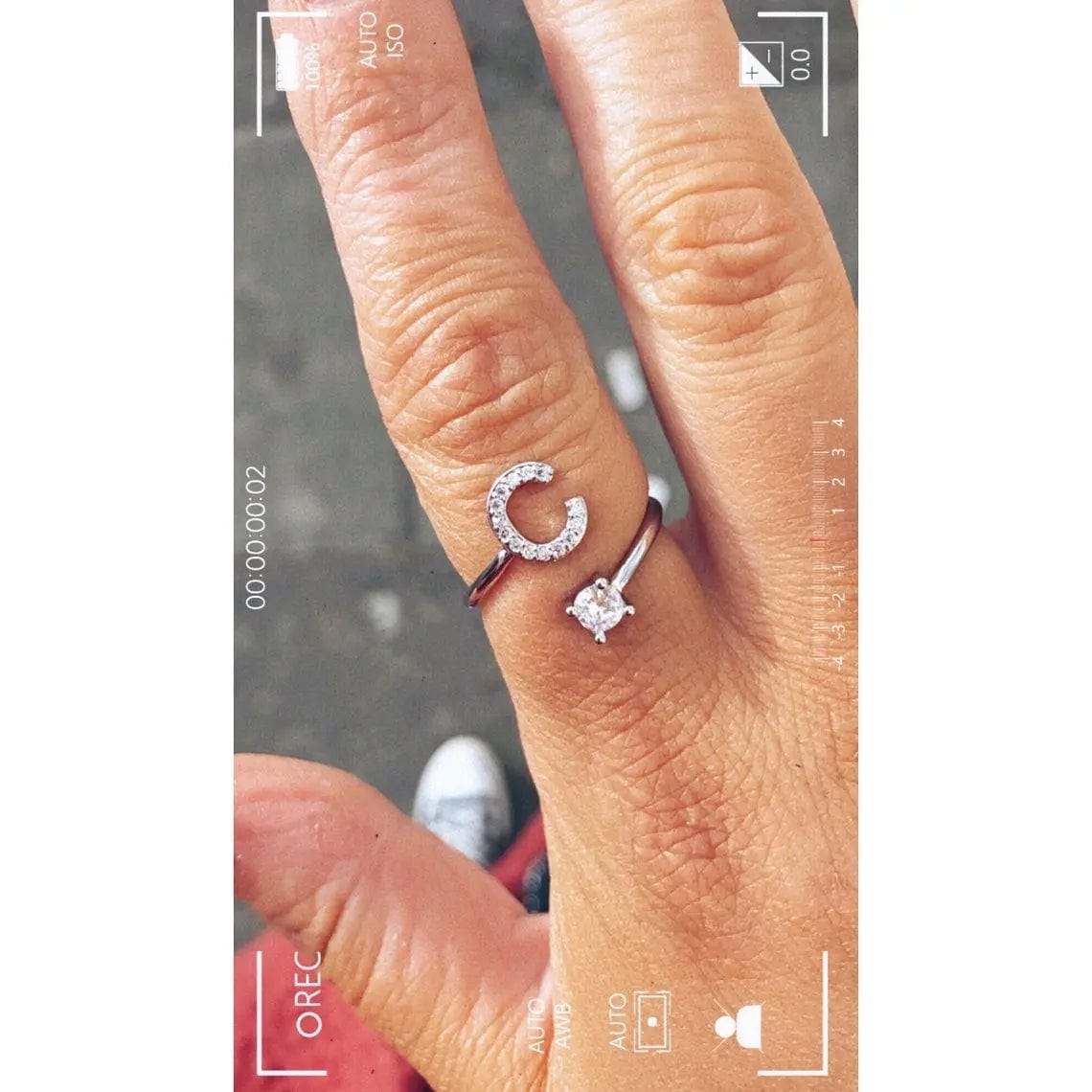 Bague initiale ajustable - Lettres AZ