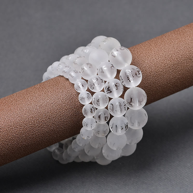 Bracelet de méditation en onyx noir et cristal blanc de Bouddha en pierres du Tibet, Om Mani Padme Hum