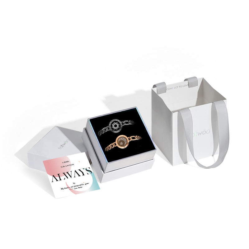 Bracelets Sun&Moon Touch avec chaîne Figaro (noir et or rose)