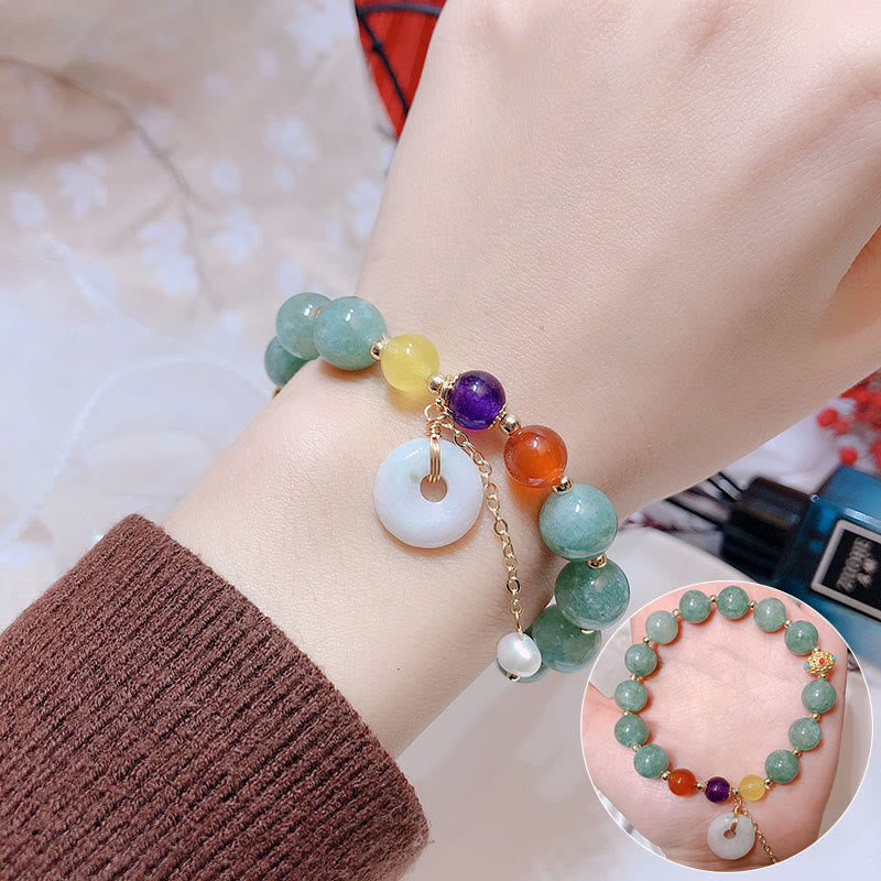 Bracelet de confiance avec breloque en jade et agate rouge et pierre de Bouddha