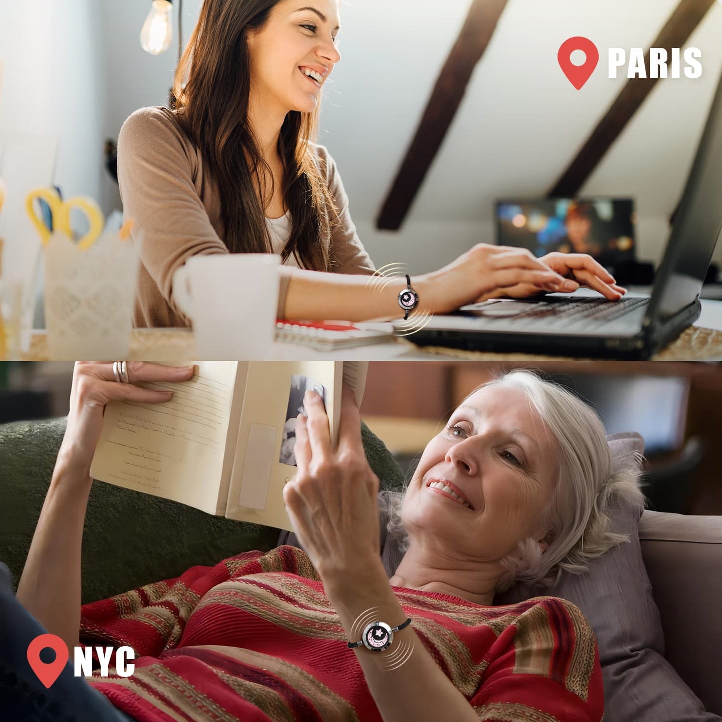 Bracelets Moon & Star Touch avec corde Milan (noir + noir)