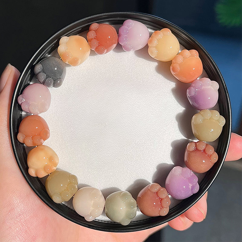 New Cute Color Series Cat Paw Bodhi Bracelet, Multiple Colors Available, 12-13mm