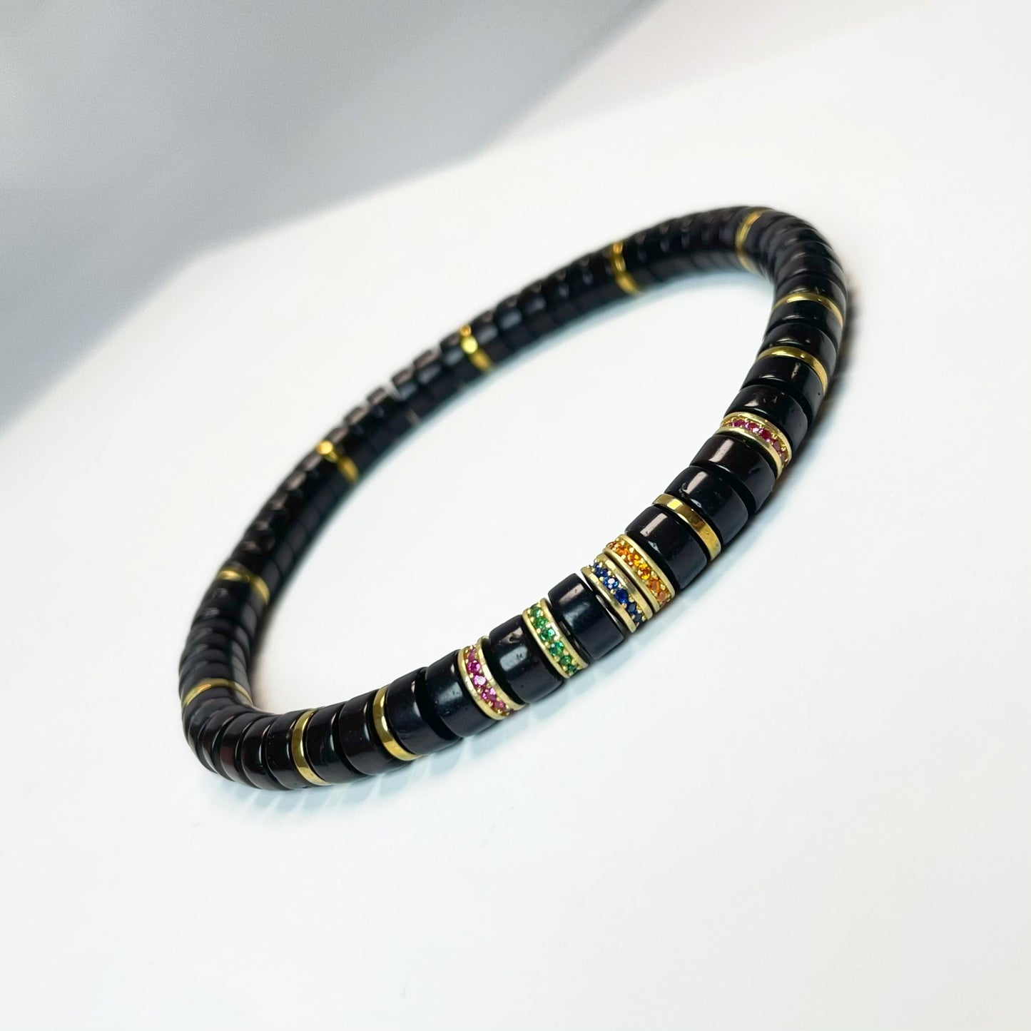 Bracelet tibétain en perles de Bodhi en or noir et noix de coco, série arc-en-ciel, petite taille 6 x 3 mm