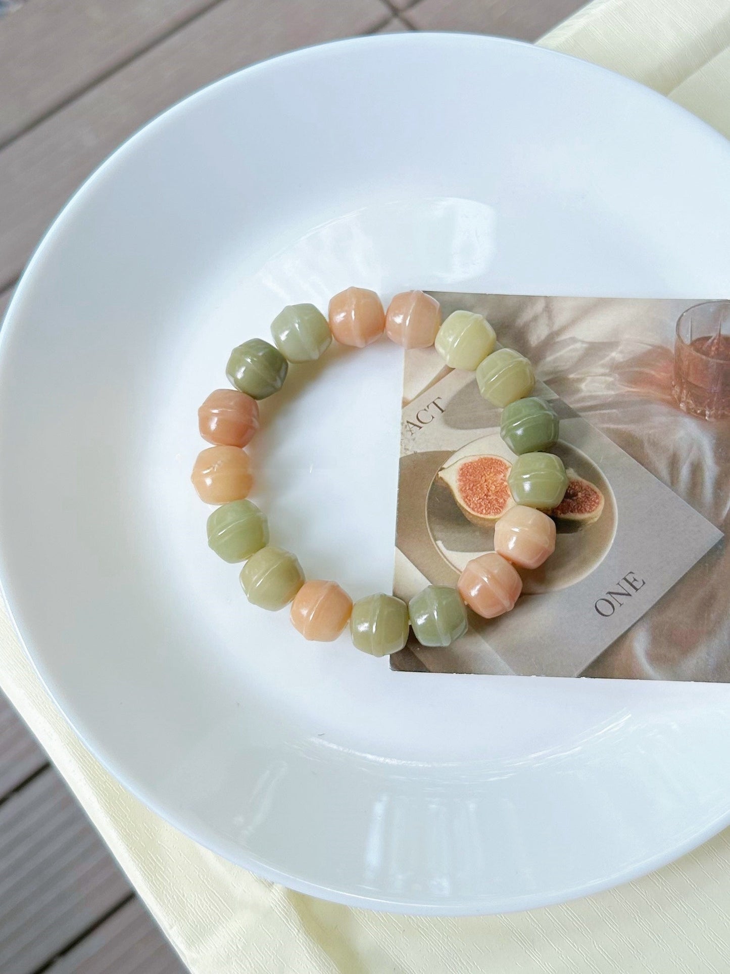 Bracelet de perles Bodhi de 13 mm, série Honey Jar Pink