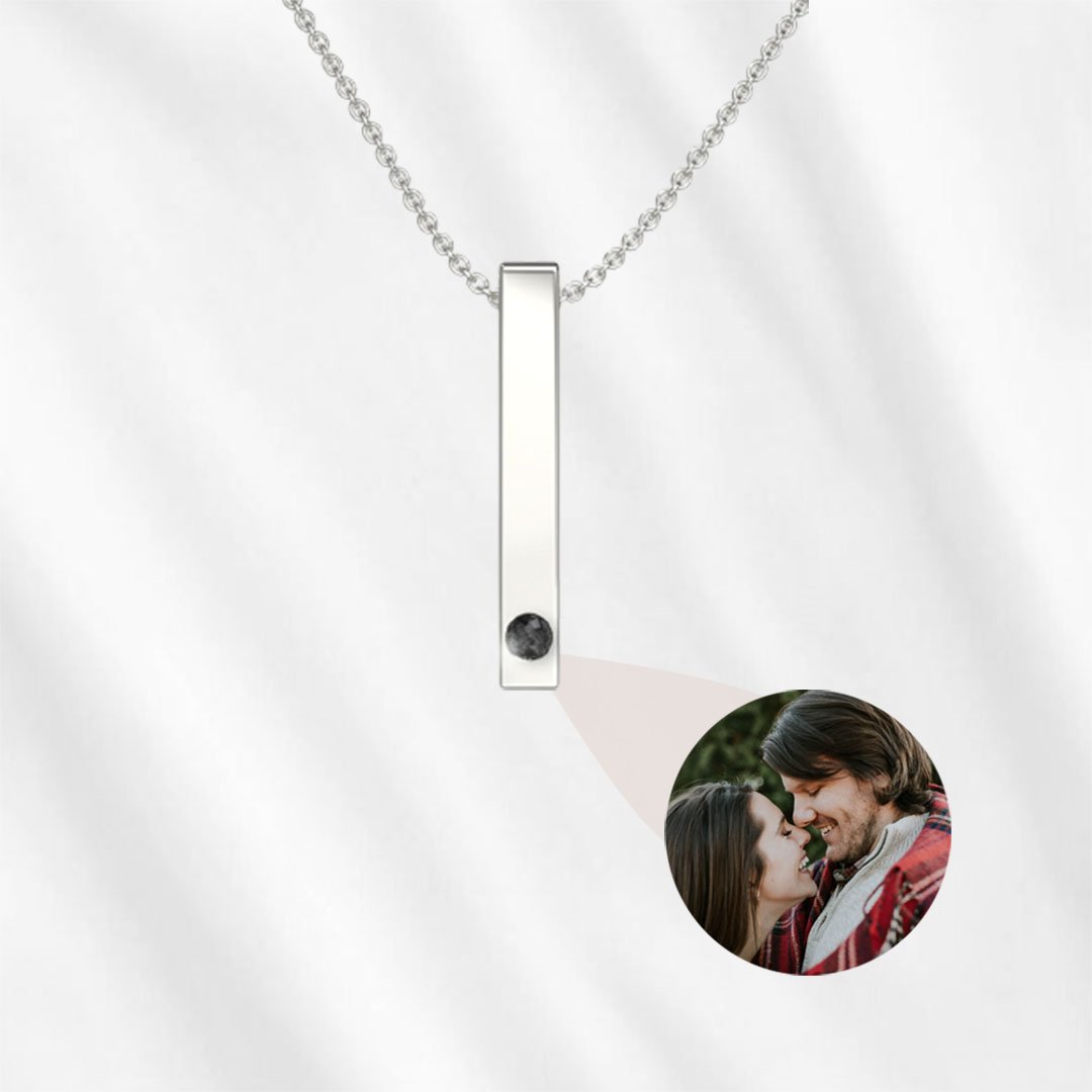 Bar Projection Necklace for Men Women with Personalized Engraving