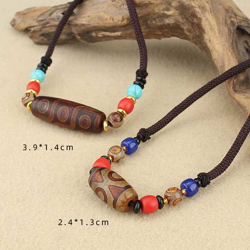 Pierres de Bouddha Perle Dzi tibétaine à neuf yeux Perle Dzi à trois yeux Colliers de protection Pendentif
