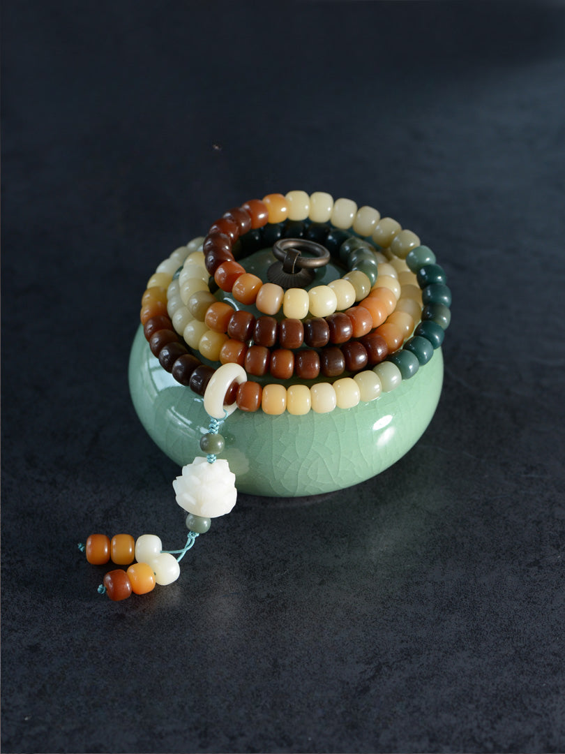 Bracelet Bodhi 108 perles Mala Bonbons Changement progressif de couleur Bracelet Lotus