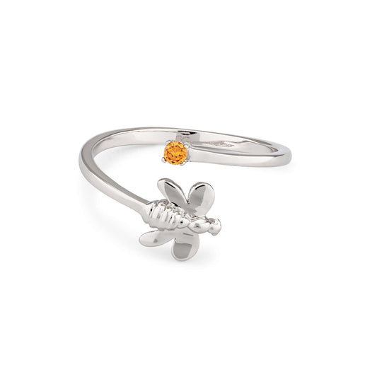 Bague enveloppante en forme d'abeille avec pierre précieuse