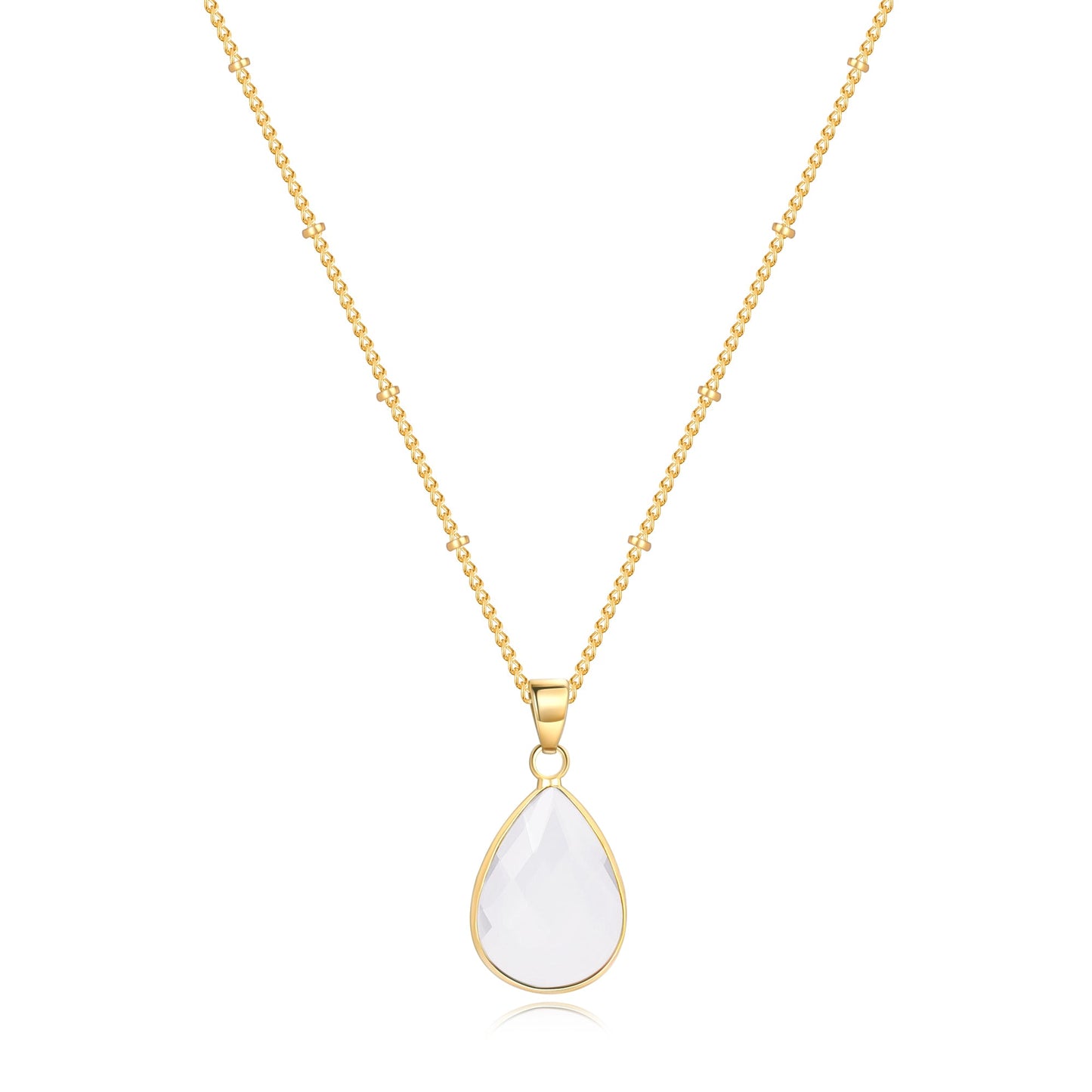 Collier avec pendentif goutte et pierre de naissance