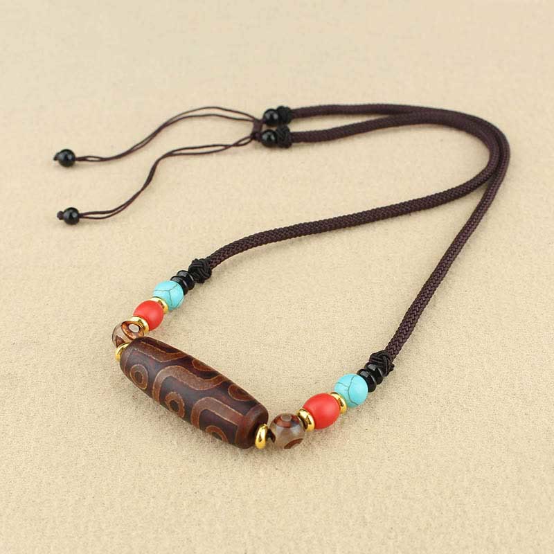 Pierres de Bouddha Perle Dzi tibétaine à neuf yeux Perle Dzi à trois yeux Colliers de protection Pendentif