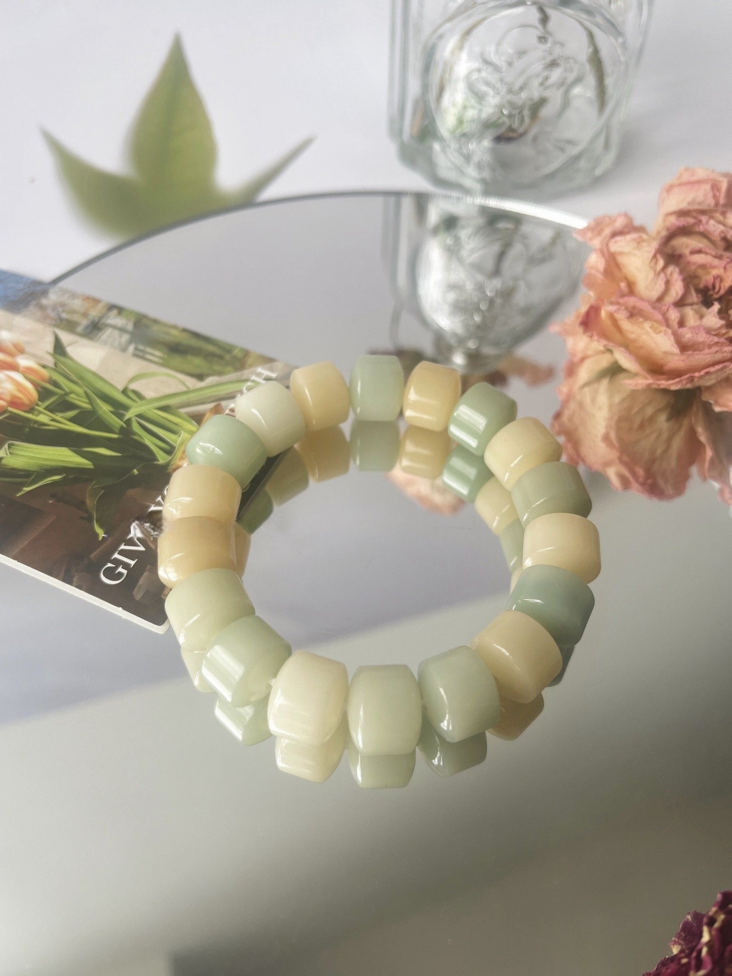13mm Large Golden Wheel Bodhi Bead Bracelet