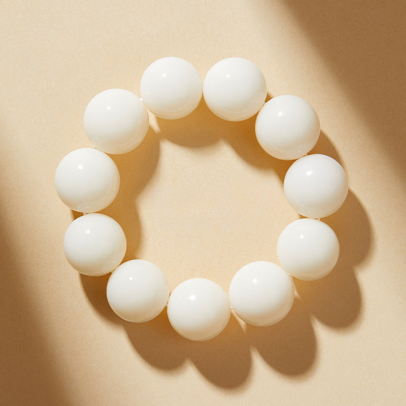 Bracelet de perles Bodhi en jade blanc naturel, perles bouddhistes