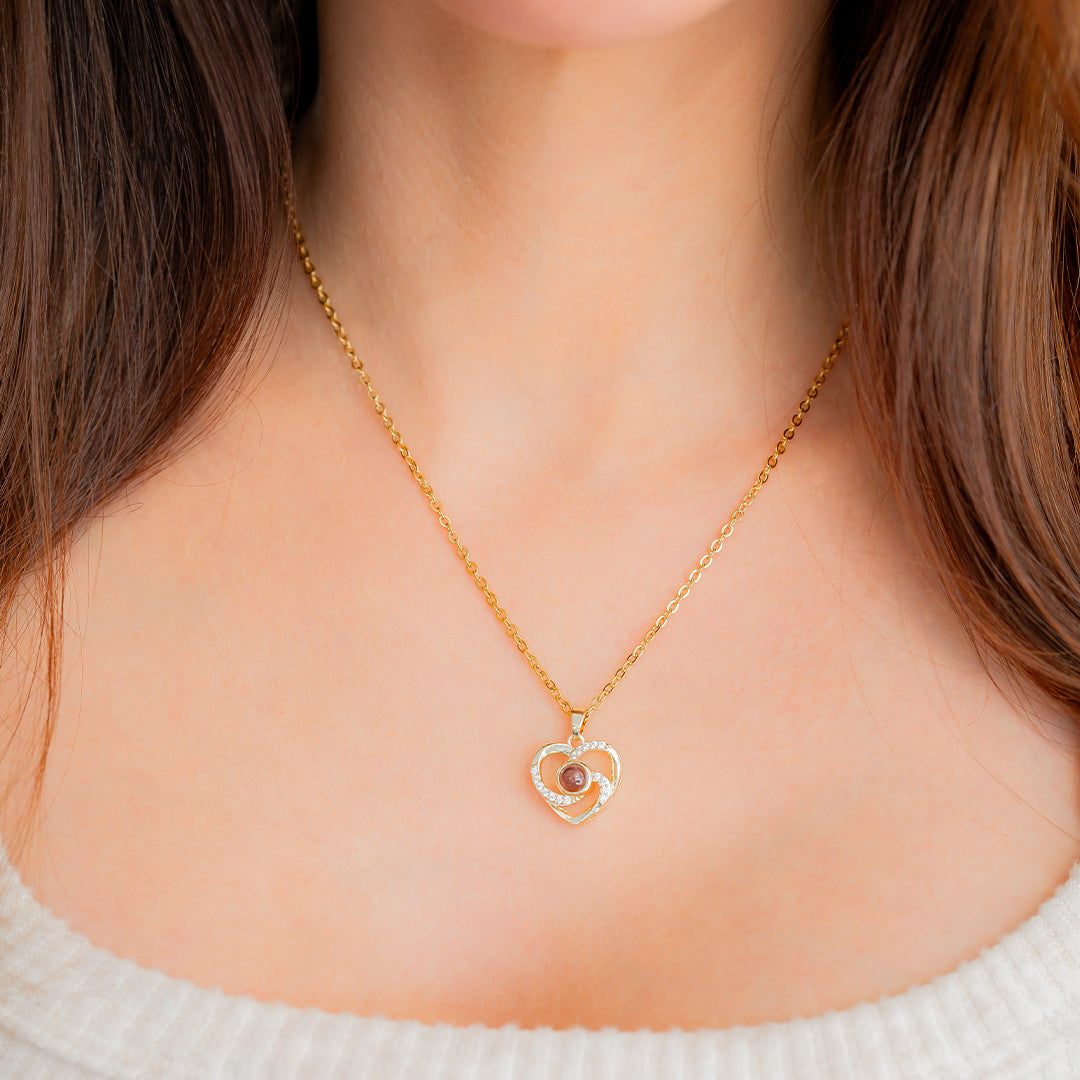 Center of My Heart Pave Photo Necklace