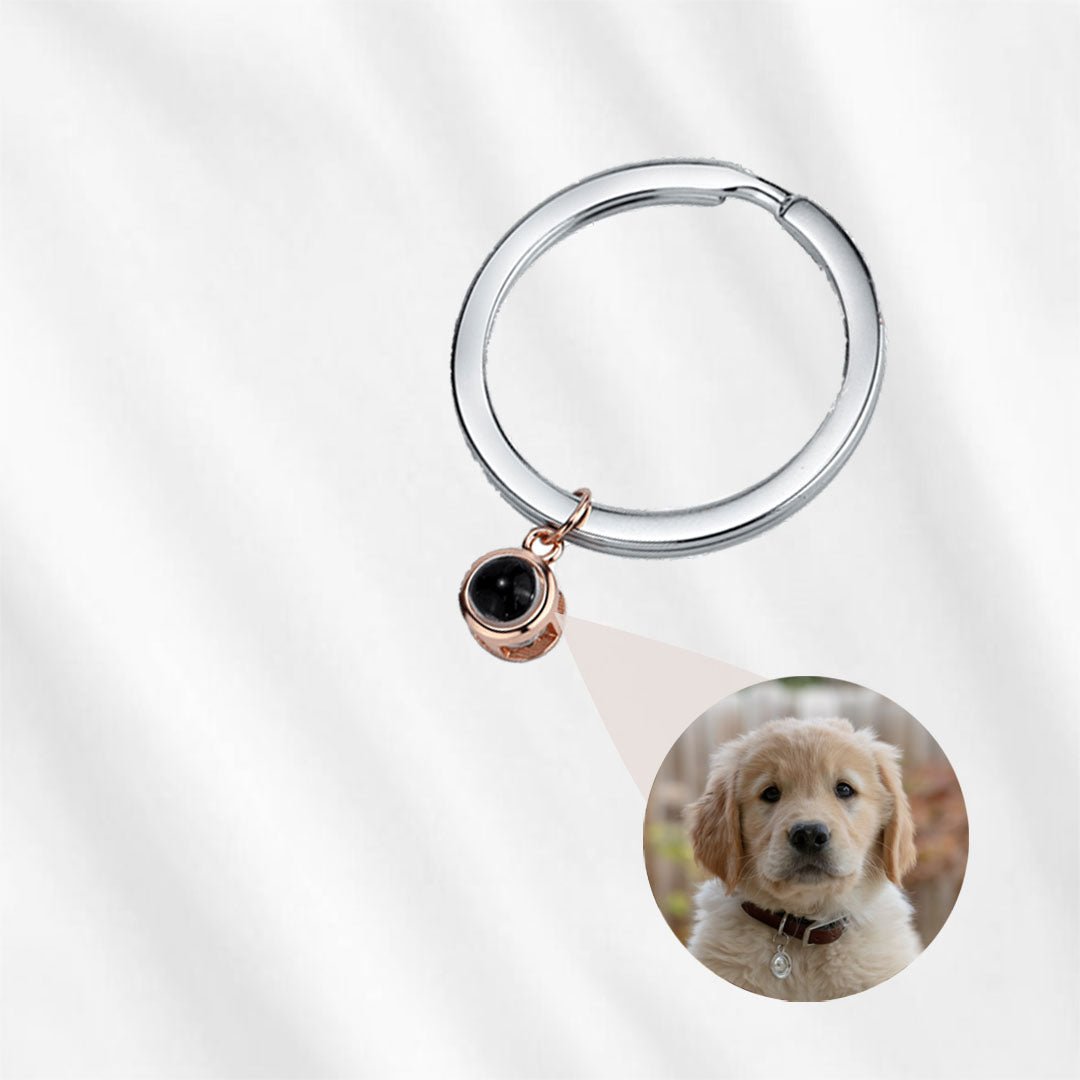 Porte-clés photo de projection en argent sterling