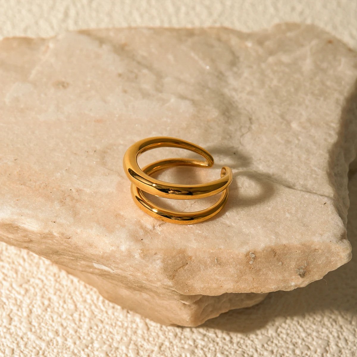 Bague double couche ajustable élégante