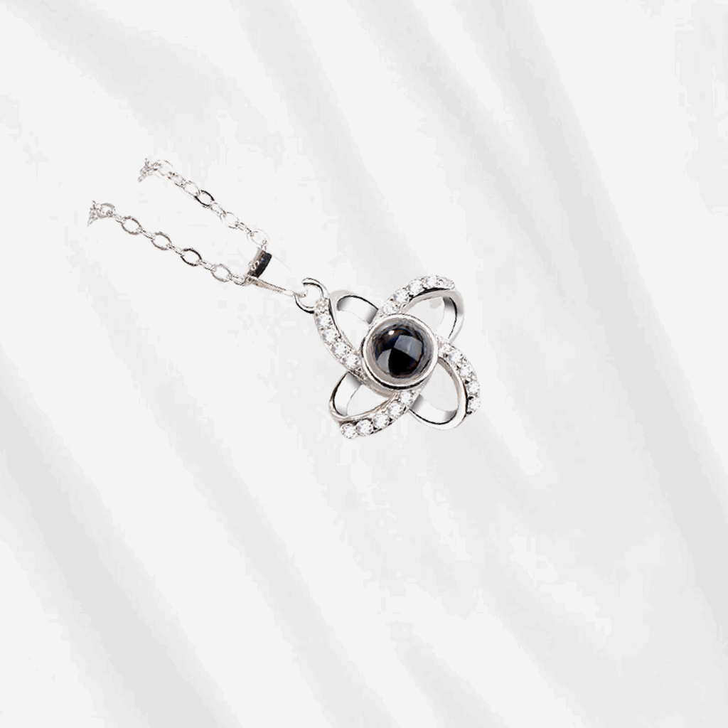 Photo Projection Necklace Clover Necklace with Picture Inside Glass