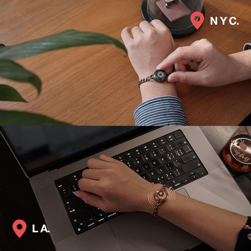 Bracelets Sun&Moon Touch avec chaîne Figaro (noir et or rose)