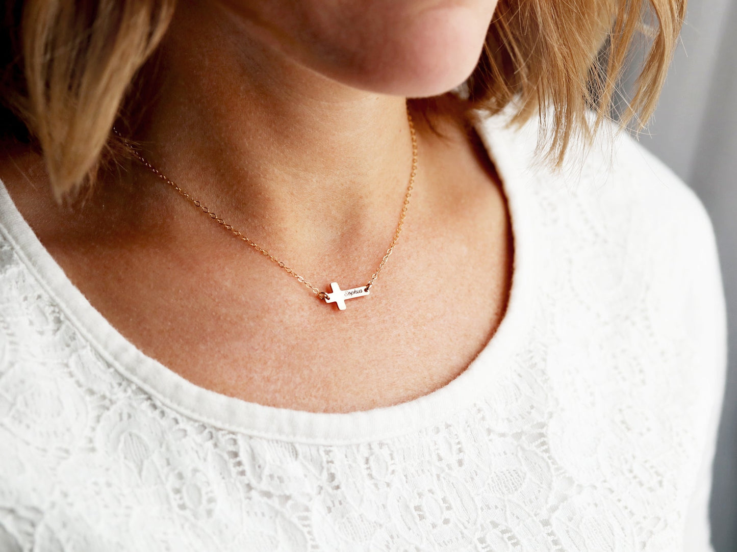 Engraved Cross Necklace