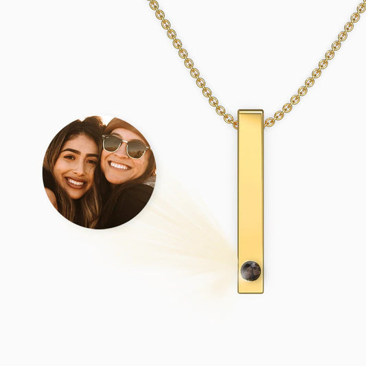 Collier personnalisé avec pendentif en forme de barre pilier 3D et photo cachée