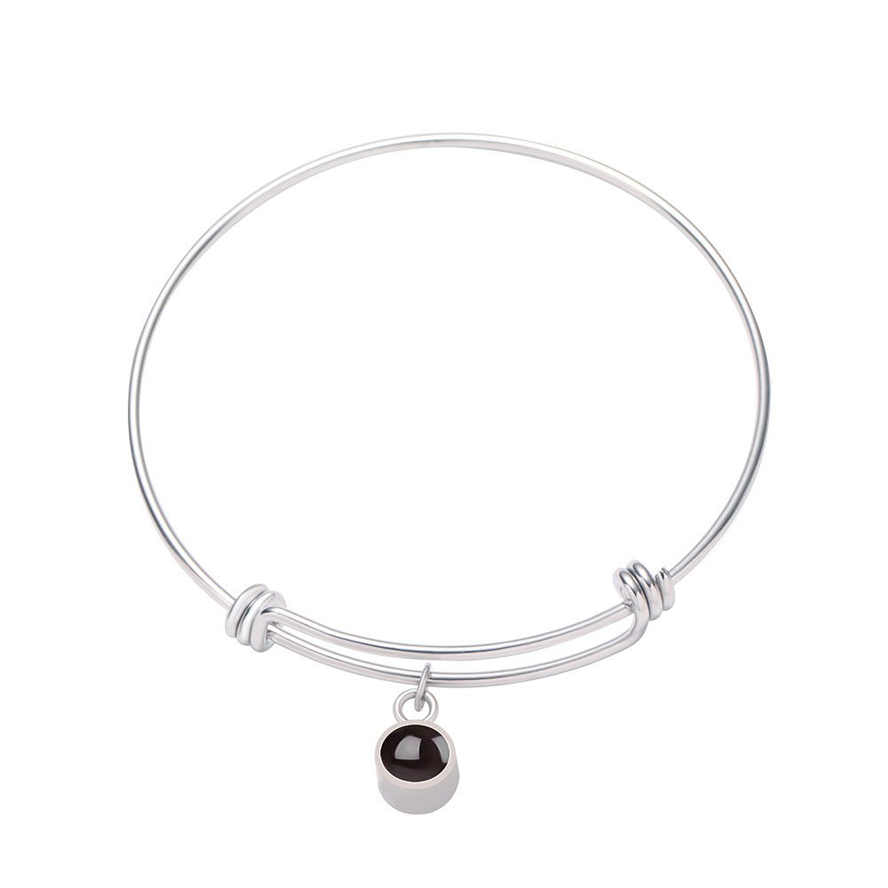 Benutzerdefinierte versteckte Fotoprojektion verstellbarer Armreif rundes Zirkonarmband