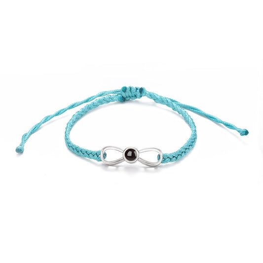 Bracelet personnalisé tressé en zircon avec projection photo cachée