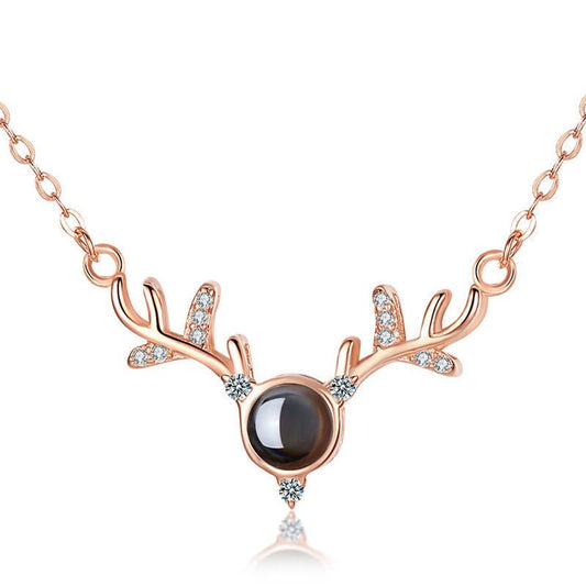 Collier personnalisé avec projection photo cachée en bois de cerf