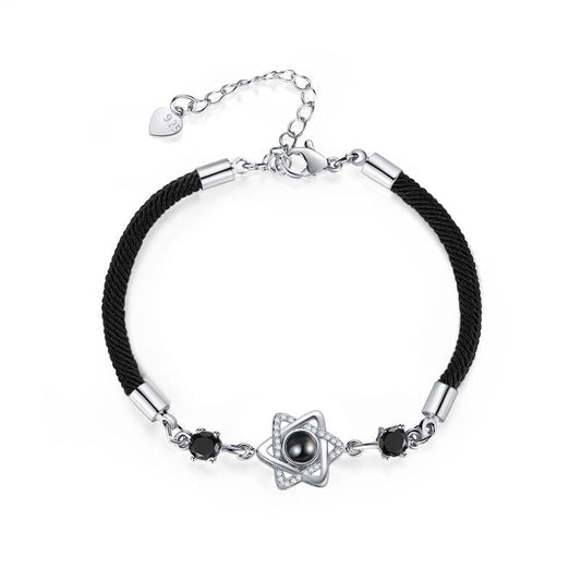 Bracelet personnalisé avec projection photo cachée et corde hexagramme étoile
