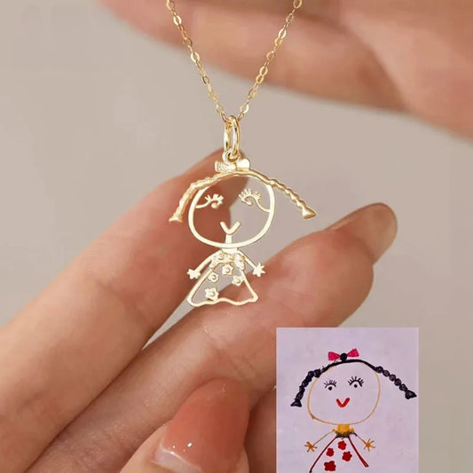 Collier personnalisé avec dessin à la main pour enfants