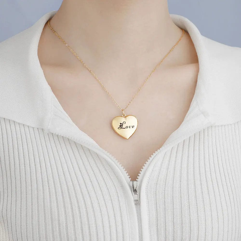 Collier photo caché avec médaillon d'amour personnalisé