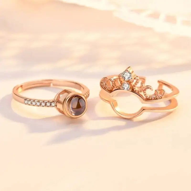 Bague couronne avec projection photo personnalisée