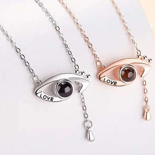 Collier avec pendentif personnalisé avec projection photo et mauvais œil
