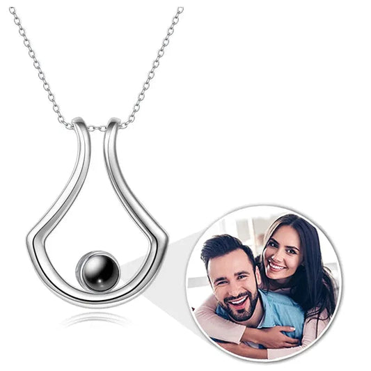 Collier pendentif en forme de U avec projection photo personnalisée