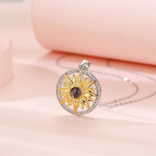Collier personnalisé en argent sterling avec photo cachée de tournesol