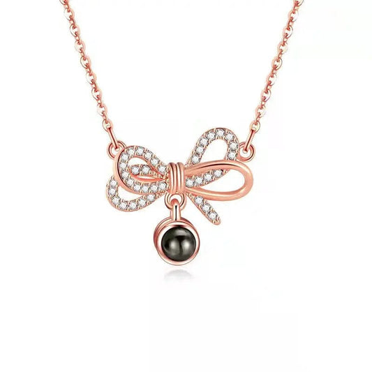 Collier photo caché en zircon ruban élégant et personnalisé