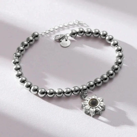 Bracelet photo caché tournesol personnalisé