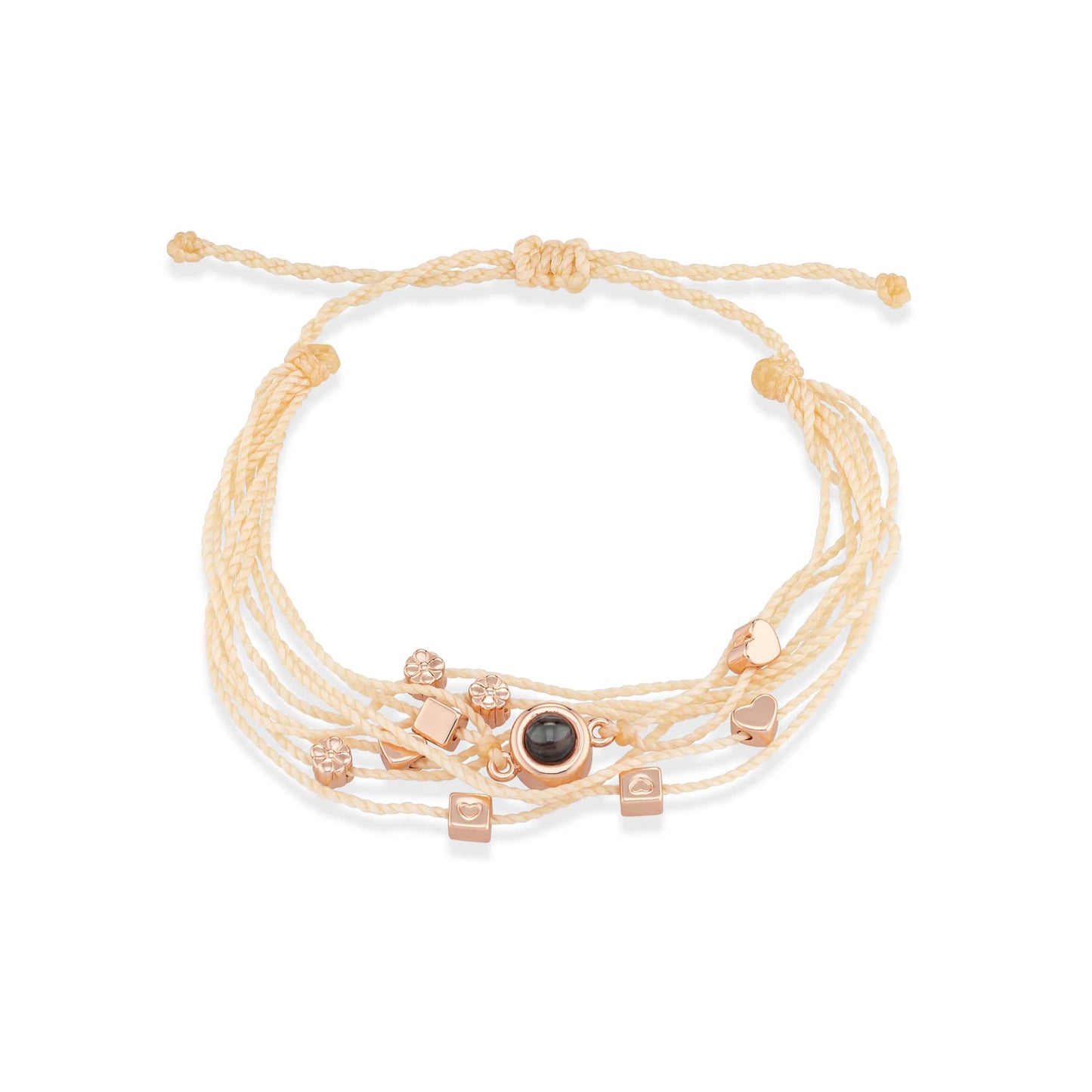 Bracelet photo personnalisé avec breloques d'amour