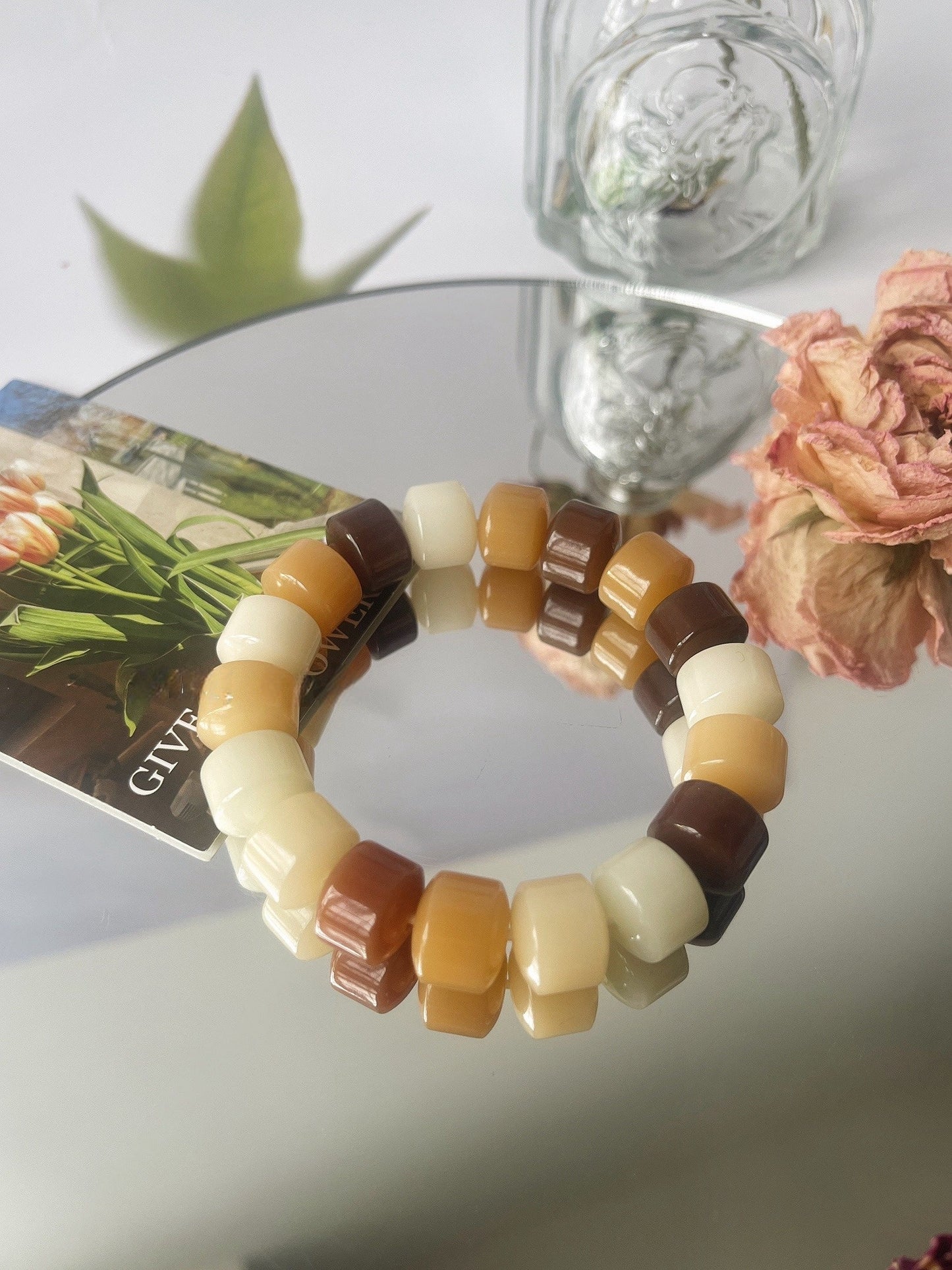 13mm Large Golden Wheel Bodhi Bead Bracelet